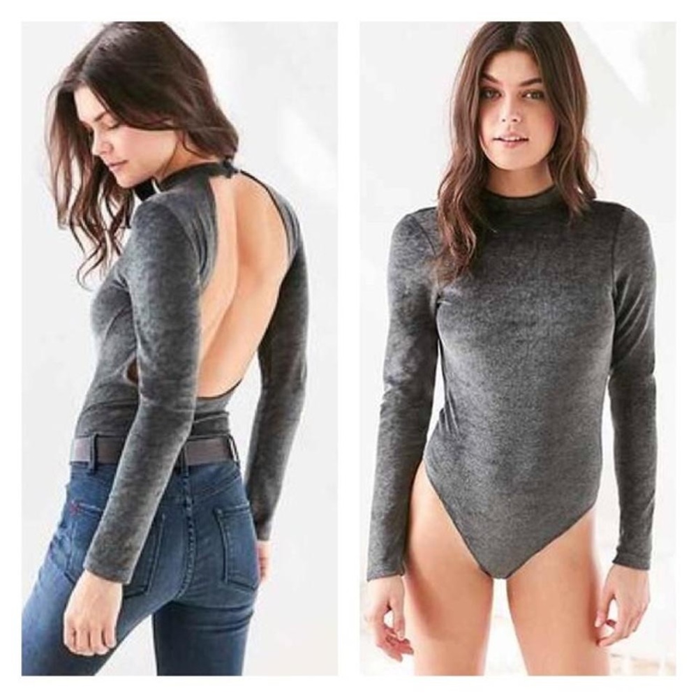 UO Out From Under Velvet Open Back Bodysuit
